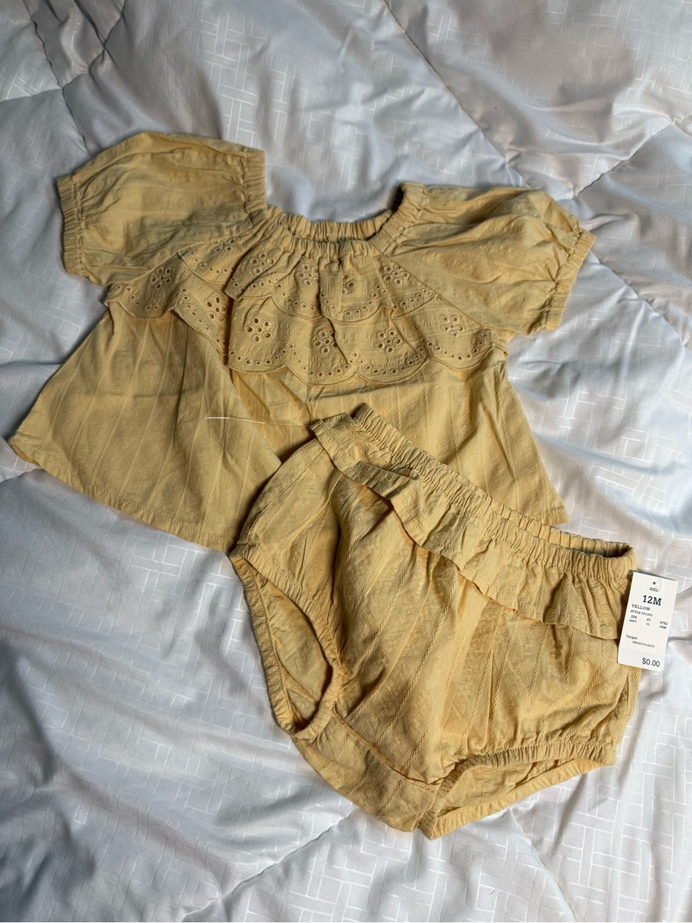 Yellow Eyelet Ruffle Baby Set